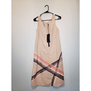 Marks & Spencer Autograph Womens Sz S Sheath Dress Linen Silk Cotton Beige NWT
